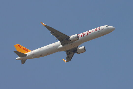 Pegasus Airlines, TC-RBT, Airbus A321, departing London Stansted Airport, Essex, UK on 17th July 2026