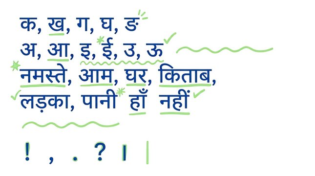 India independence day hindi alphabet learning chart for children's education