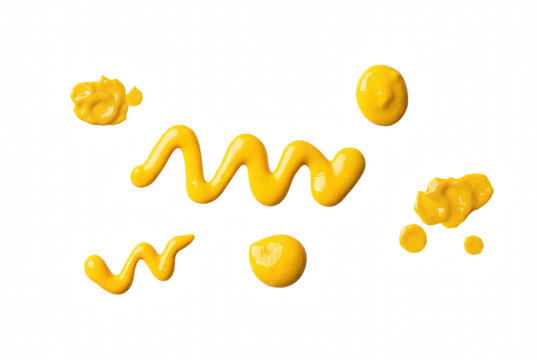 Mustard Squeezes and Drops on Dark Surface
