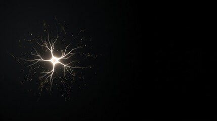 Fototapeta premium Minimalist visualization of a single glowing neuron, symbolizing ideas and intelligence