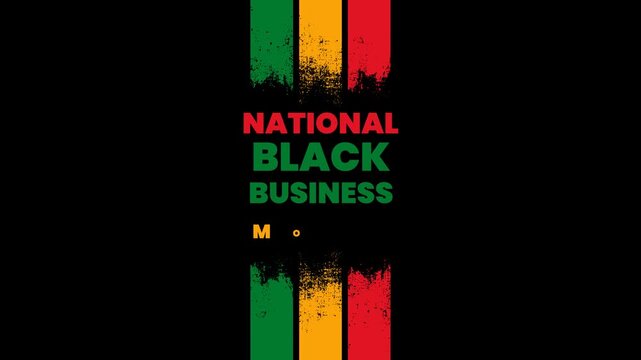 National Black Business Month Grunge Animation with Pan-African Stripes