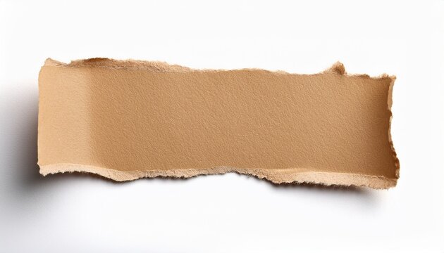 tan torn paper strip with deckled edges on white background