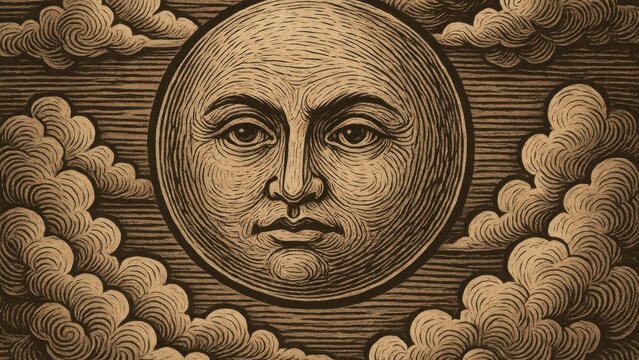Vintage celestial sun desktop wallpaper