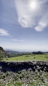 Near Fnideq, Morocco &ndash; May 1, 2026: A panoramic view from the mountain overlooking the city of Ceuta, with rugged peaks and lush landscapes creating a spectacular northern Morocco backdrop.