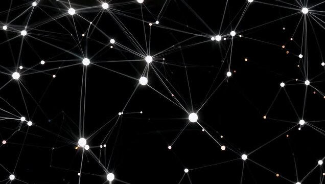Sleek 4K motion graphics visualizer displaying glowing data nodes and technological vector lines forming a digital HUD frame around an empty central space designed specifically for tech title cards