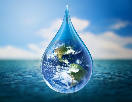 water drop with earth world water day generative ai