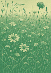 Obraz premium Serene wildflower meadow illustration