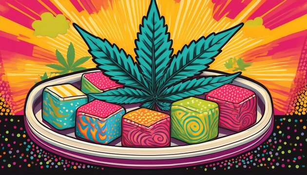 pop art inspired cannabis edible packaging design loud patterns