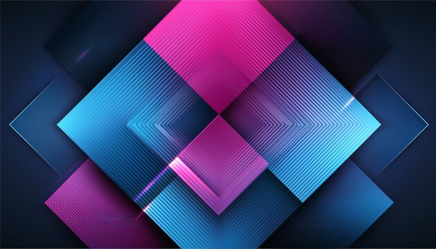 modern pink and blue abstract 3d background with squares textured geometric backdrop for digital projects geometric shapes overlap futuristic neon grid vibrant electric colors on dark canvas