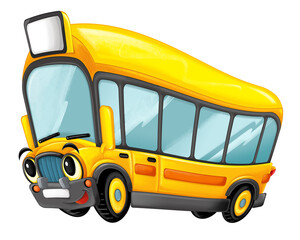 Cartoon funny looking cartoon bus car vehicle transportation illustration for kids © honeyflavour