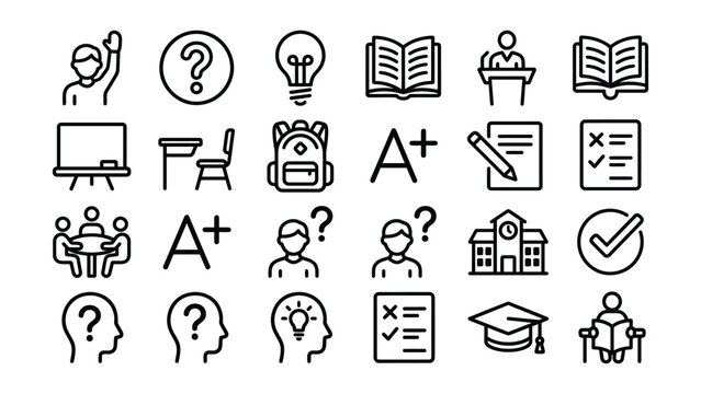 Education icons for learning and teaching resources