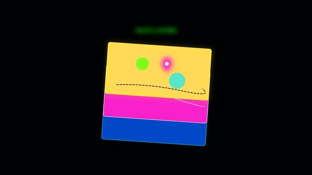 Digital spheres moving within rectangular frames across a dark plane illustrate creative columbus day map design processes using modern cartography tools for smooth visual navigation sequences