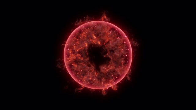 Fuchsia Energy Sphere Explosion with Bright Core, Bubble Ring and Fiery Plasma, VFX MOV on Transparent Background with Alpha Channel