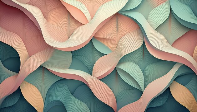 abstract geometric pattern with interlocking curved lines and subtle pastel color accents