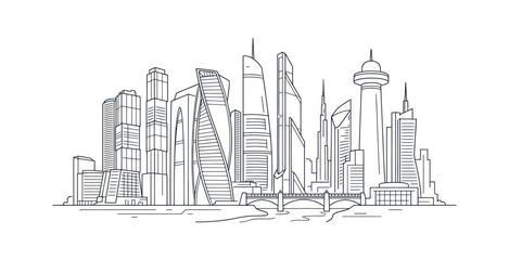 Obraz premium Modern City Skyline Vector Illustration