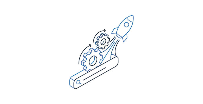 SEO Rocket Launch Isometric Vector Illustration