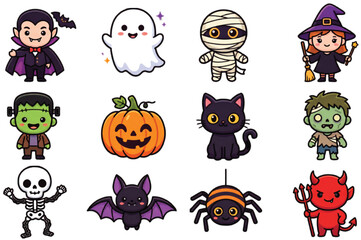 Fototapeta premium Premium Halloween Vector Character Collection Isolated on Transparent Background