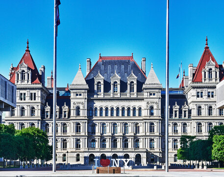 The New York State Capitol, a historic Romanesque Revival and Neo-Renaissance building completed in 1899, Albany, New York