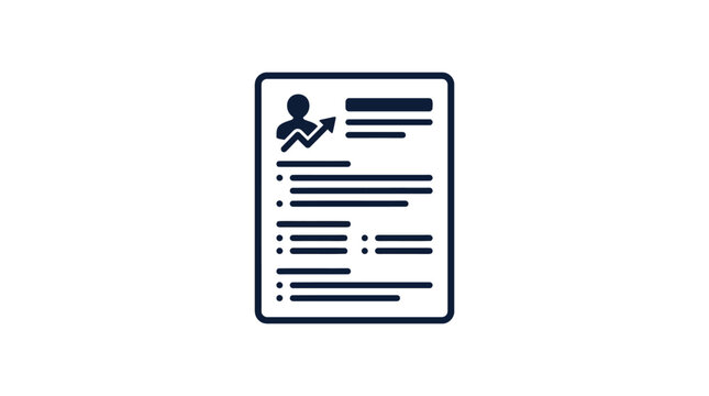 Professional Resume Document Icon Featuring Career Growth Analytics and Applicant Profile Information for Human Resources Recruitment and Job Hiring Applications