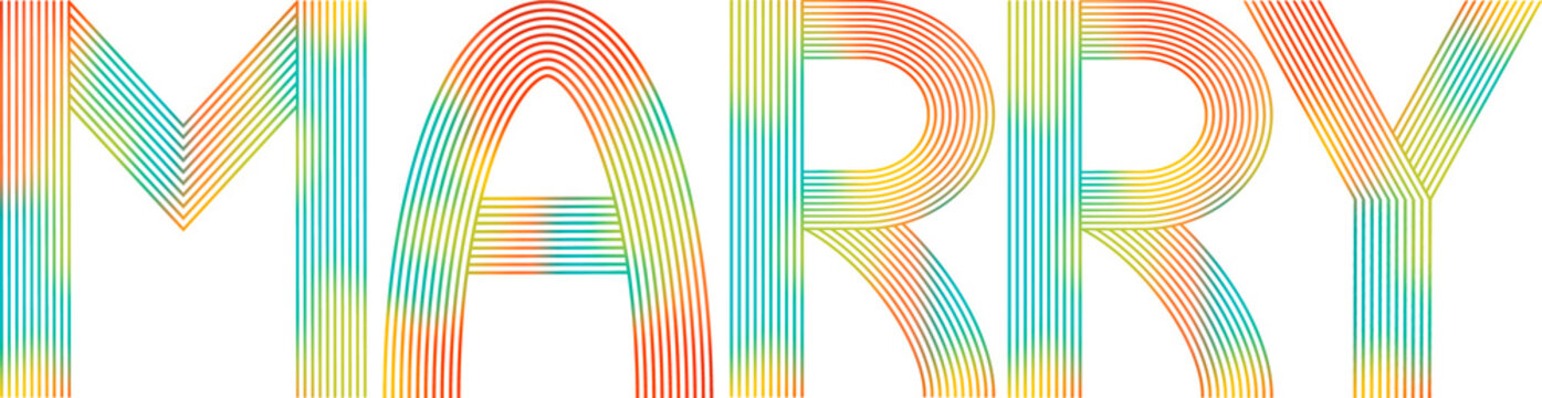 Marry Rainbow Line Typography &ndash; Romantic Proposal Lettering