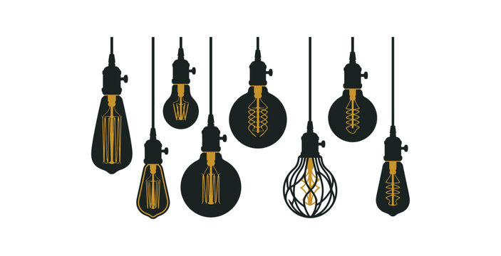 Vintage Edison Light Bulbs Vector Collection