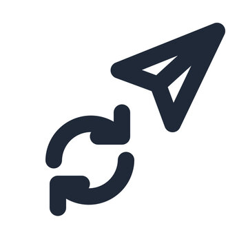 Paper plane with retry refresh arrows