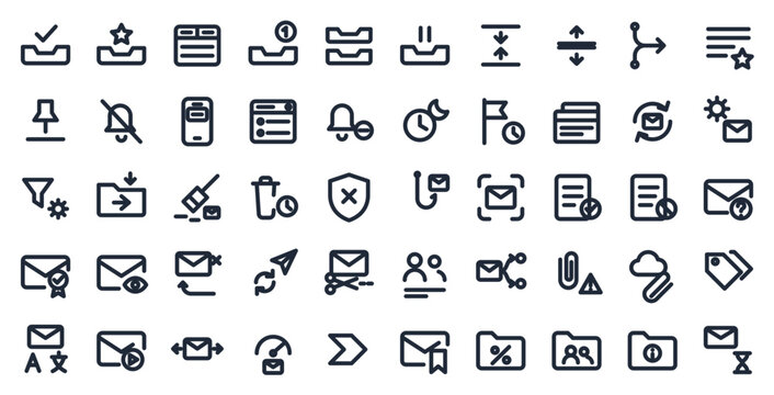 Email notification pro big icon set, 50 line icons mega bundle