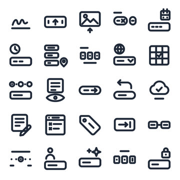 Form input icon set, 25 line icons collection vol 2