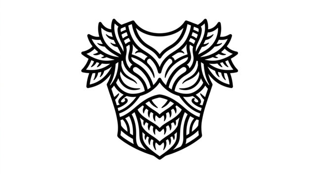 Intricate black and white armor shoulder plate design.