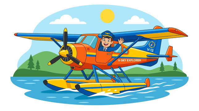Seaplane on Water Surface.