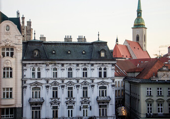 Fototapeta premium Saint Martins Cathedral and Bratislava Castle Seen From Old Town Hall Tower