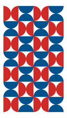 Fototapeta premium Abstract Seamless Geometric Pattern with Red and Blue Retro Shapes