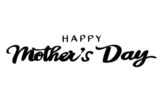 Elegant Black Happy Mother's Day Horizontal Script Typography Design. Perfect for greeting cards, banners, stickers, posters, apparel, and printable designs.