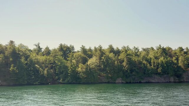 Forested Shoreline Across Calm Open Water