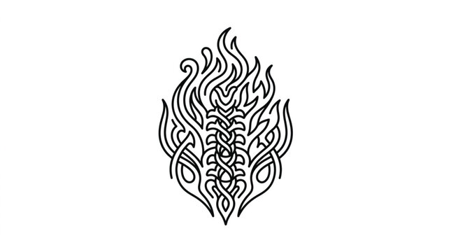 Intricate black and white flame and braid design.