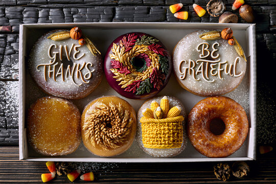 elegant Thanksgiving themed donuts