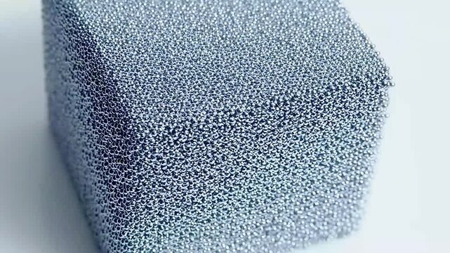 Cinematic Silver Nanoparticles Swirling into Perfect Cube, Futuristic Nanotechnology Abstract 4K