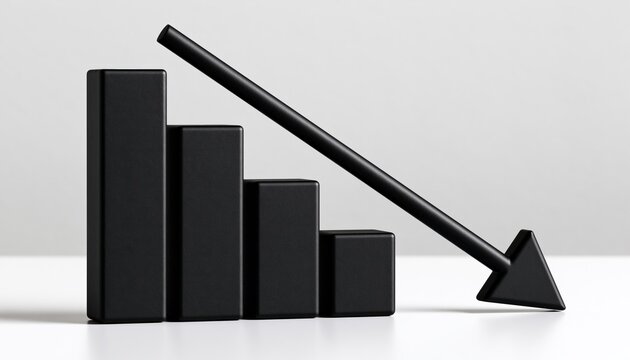 Chart showing a business graph with a downward arrow representing financial loss