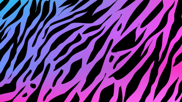 Seamless Zebra Stripes Pattern with Vibrant Neon Gradient Background