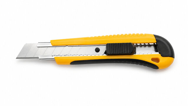 Cutter jaune et noir isol&eacute; sur fond clair