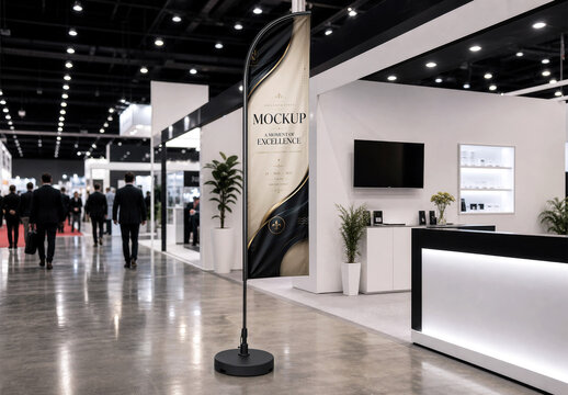 Feather Flag Trade Show Mockup