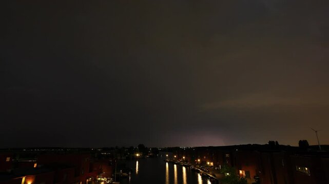 4K Timelapse of Dramatic Thunderstorm Clouds and Lightning, The Netherlands