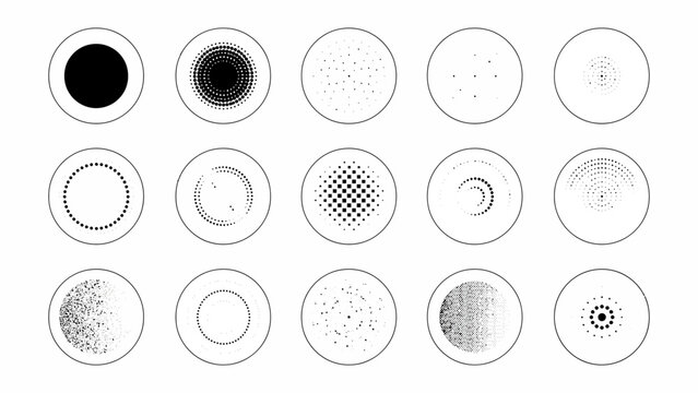 Circular geometric pattern pack. Black and white abstract mandala inspired designs for backgrounds, textiles, posters and packaging.