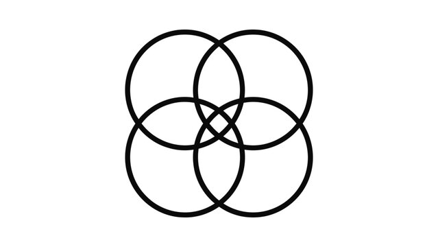 Geometric abstraction featuring four interlocking circles creating a symmetrical pattern.