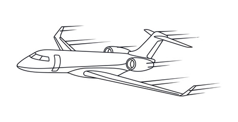 Minimal Private Jet Line Art Vector © mbendo