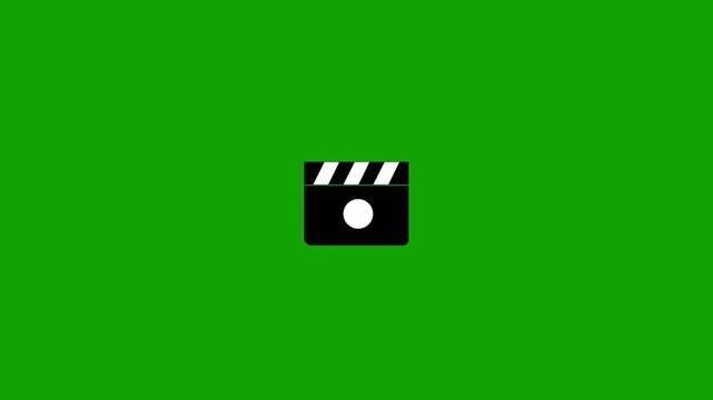 Animated movie clapperboard icon with play and record symbols