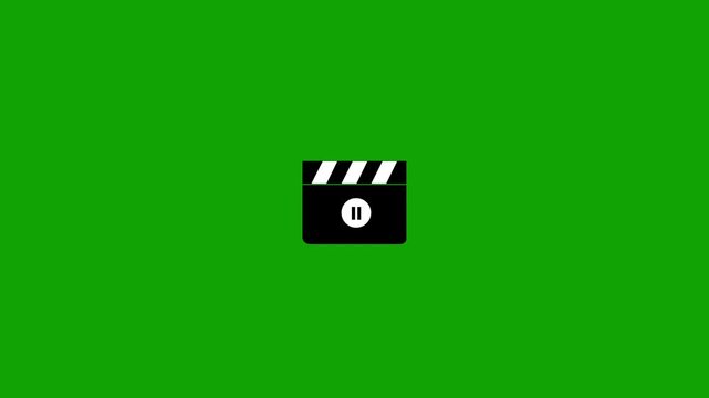 Film clapperboard animation with record icons on green screen