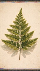 Obraz premium Vintage fern botanical illustration wallpaper for mobile