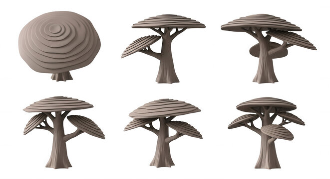 stylized 3d trees collection on white background design elements architectural concepts and illustrations