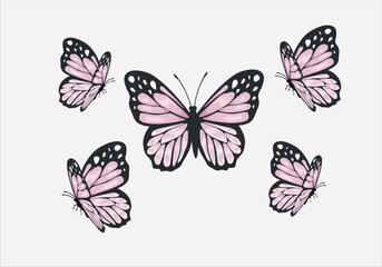 butterflies flying shape vector design